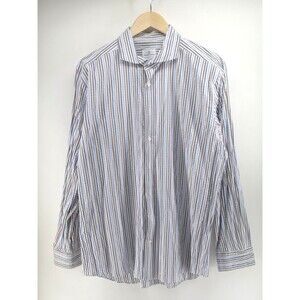 Emanuel Berg Men's Modern Fit Button up Dress Shirt‎ Seersucker size XL